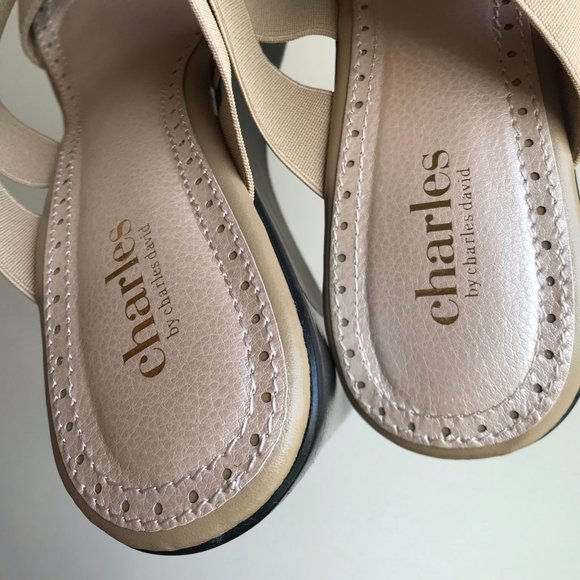 NWOB Charles David Stretch Platform Wedge Sandals - Picture 5 of 8